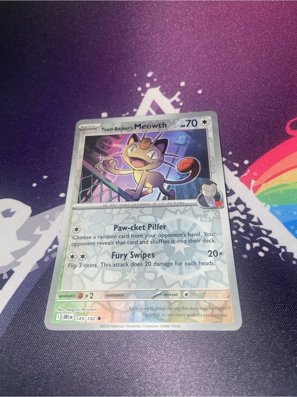 Team Rocket's Meowth Rev Holo (149/182) Scarlet & Violet: Destined Rivals